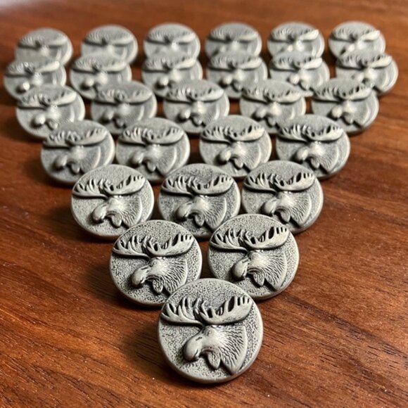 Pewter Moose Buttons - set of 27 - Picture 3 of 5